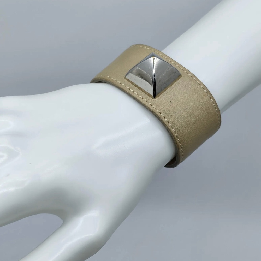 Hermes Bracelet Medor Studs Silver Tan